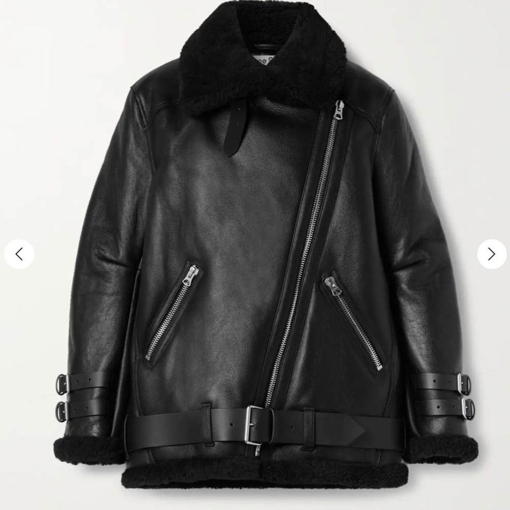 Black Acne Studios Sherling And Leather Loose Fit… - image 1